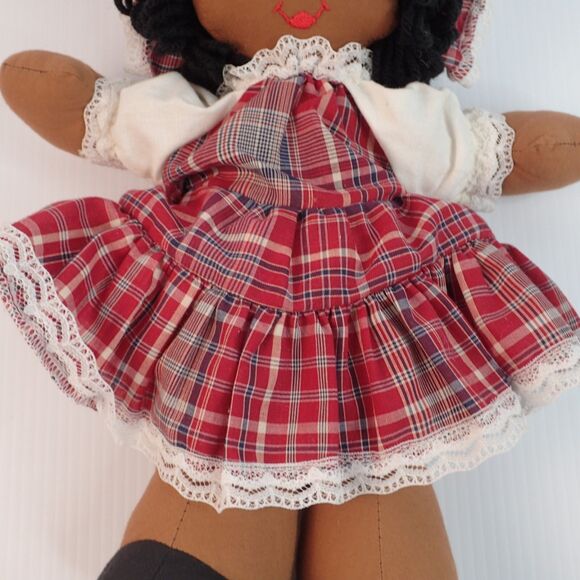 African American Ethnic Black PANSY SUNSHINE  Cloth Doll Red Plaid Dress RARE - Picture 3 of 7